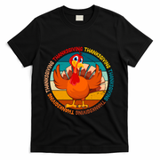 Thanksgiving Turkey Retro Sunset Holiday T-Shirt - Black