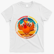 Thanksgiving Turkey Retro Sunset Holiday T-Shirt - White