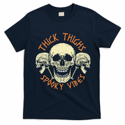 Thick Thighs & Spooky Vibes Halloween Costume T-Shirt - Navy Blue