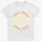 Thick Thighs & Spooky Vibes Halloween Costume T-Shirt - White