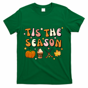 Tis The Season Field Hockey Pumpkin Latte Fall Thanksgiving Cute Gift T-Shirt - Green