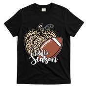 Tis The Season Leopard Pumpkin Football Fall Autumn T-Shirt - Black
