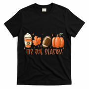 Tis The Season Fall Coffee Football Lover T-Shirt - Black