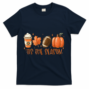 Tis The Season Fall Coffee Football Lover T-Shirt - Navy