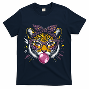 Tiger With Glasses Bubblegum And Pink Bow T-Shirt - Navy
