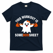 This Workout Is Boo Sheet Funny Cute Gym Ghost Halloween T-Shirt - Navy Blue