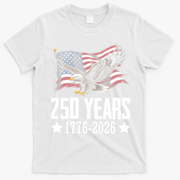 USA 250 Years Eagle 1776-2026 Flag T-Shirt - White