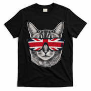 UK Cat Union Jack Flag United Kingdom Kitten England T-Shirt - Black