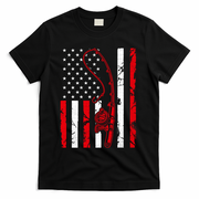 USA Fishing Flag Gift For Fisherman T-Shirt - Black