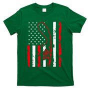 USA Fishing Flag Gift For Fisherman T-Shirt - Green
