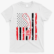 USA Fishing Flag Gift For Fisherman T-Shirt - White