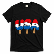 USA Popsicle Summer Celebrations Beach Party T-Shirt - Black