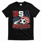 USA Soccer Fan Gear American Flag T-Shirt - Black