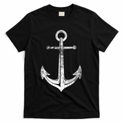 Vintage Anchor Summer Sailing Design T-Shirt - Black