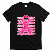 Vintage Breast Cancer Awareness Striped T-Shirt - Black