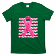 Vintage Breast Cancer Awareness Striped T-Shirt - Irish Green