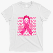 Vintage Breast Cancer Awareness Striped T-Shirt - White