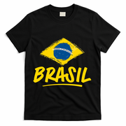 Vintage Brazil Flag Enthusiast Ordem E Progresso T-Shirt - Black