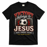 Victory Belongs To Jesus Soccer Faith Glory To God T-Shirt - Black