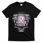 Genuine Aged 40 Years Vintage Chick 40th Birthday T-Shirt - Black