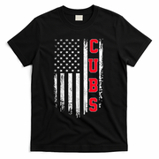 Vintage Cubs Name American US Flag Sports T-Shirt - Black
