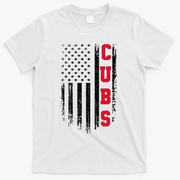 Vintage Cubs Name American US Flag Sports T-Shirt - White