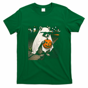 Vintage Cool Raccoon Ghost Costume Pumpkin T-Shirt - Irish Green
