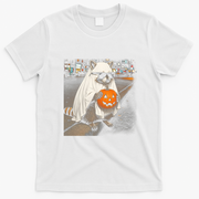 Vintage Cool Raccoon Ghost Costume Pumpkin T-Shirt - White