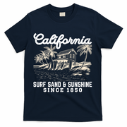 Vintage California Summer Beach Vibes Vacation T-Shirt - Navy