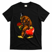 Valentines Day Bigfoot Sasquatch Lover T-Shirt - Black
