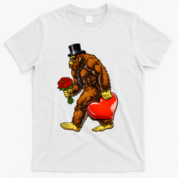 Valentines Day Bigfoot Sasquatch Lover T-Shirt - White