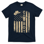 Vintage Distressed Cowboy American USA Flag T-Shirt - Navy