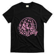 Vintage Dolly Floral Graphic Music Fans T-Shirt - Black