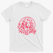 Vintage Dolly Floral Graphic Music Fans T-Shirt - White