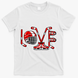 Valentines Day Love Ice Hockey T-Shirt - White