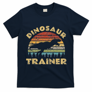 Vintage Dinosaur Trainer Halloween Costume Retro Sunset Dino T-Shirt - Navy Blue