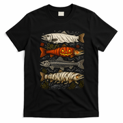 Vintage Halloween Fish Pumpkin And Mummy Cool T-Shirt - Black