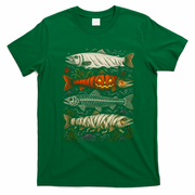 Vintage Halloween Fish Pumpkin And Mummy Cool T-Shirt - Irish Green