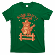 Vintage Hootin Leads To Hollerin Cowboy Owl T-Shirt - Green