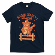 Vintage Hootin Leads To Hollerin Cowboy Owl T-Shirt - Navy