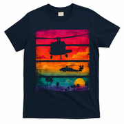 Vintage Helicopter Sunset Blackhawk T-Shirt - Navy Blue