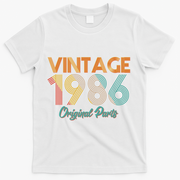 Vintage Original Parts Birthday 1986 40th Birthday T-Shirt - White