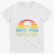 Vintage Pirate Skull Crossbones Flag Retro Style Halloween T-Shirt - White