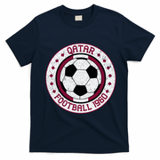 Vintage Qatar Football 1960 Soccer Emblem T-Shirt - Navy Blue