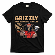 Vintage Retro Grizzly Tree Trimming Services We'll Remove Your Limbs T-Shirt - Black