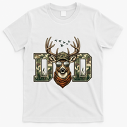 Varsity Style Camo Dad Deer Buck Hunter Fathers Day T-Shirt - White