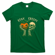 Vintage Stay Creepy Pumpkin And Skull Halloween T-Shirt - Irish Green