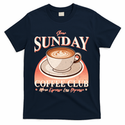 Vintage Slow Sunday Coffee Club More Espresso Less Depresso T-Shirt - Navy