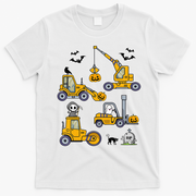Vehicles Truck Halloween Construction Pumpkin T-Shirt - White
