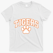 Vintage Tigers Paw Print Graphic Sports T-Shirt - White